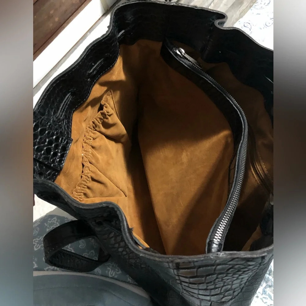 Patricia Nash Large Croc Embossed Witney Drawstring Tote Bag - Picture 10 of 13